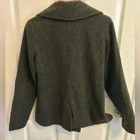 Aeropostale Women’s L Pea Coat Gray Wool Blend Double Breasted  Button Front - Picture 3 of 3